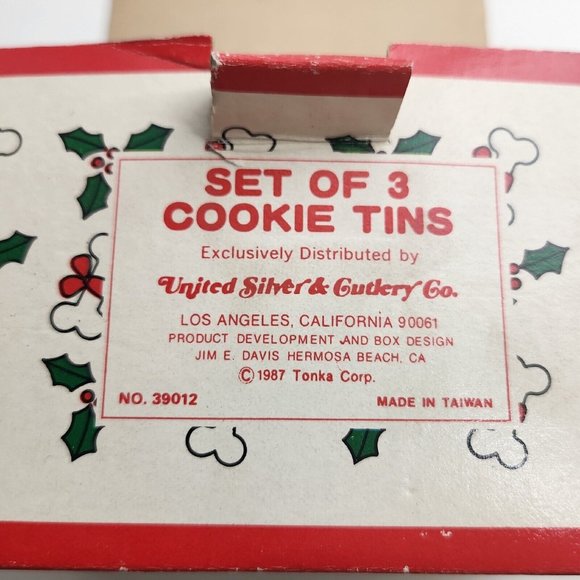 Vintage 1987 Cookie Christmas Storage Tins Pound Puppies Nesting Set Of 3 - Picture 4 of 6